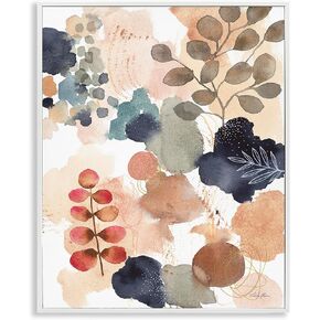 Stupell Industries Abstract Botanical Shape Collage Modern Boho Painting White Framed Wall Art, 24x30, Orange