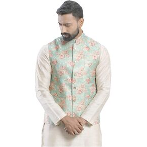 Elina fashion Men's Indian Nehru Jacket || Printed Bandhgala Jodhpuri Sleeve Less ONLY Waistcoat