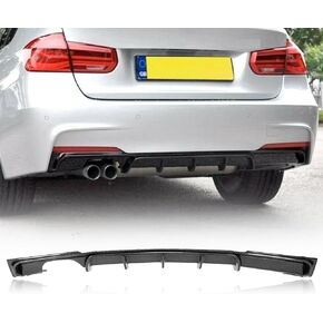 F30 Rear Bumper Diffuser Compatible with BMW F30 Sedan Diffuser 2013-2018 (Single Side Double Outlet), Carbon Fiber Hydro-Dipping