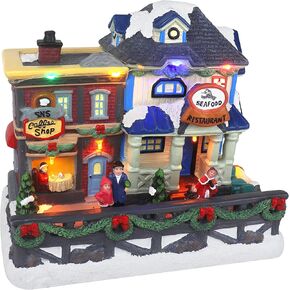 Christmas Village Mountain Houses with Moving Train - Lighted Musical Snow Village Collectible Building - Perfect Addition to Your Christmas Indoor Decorations & Holiday Displays - A Thoughtful Gift
