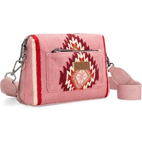 Wrangler Small Crossbody Bags for Women, Western Aztec Shoulder Handbags, Boho Cross Body Purse with Multi Pockets