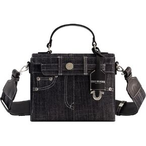 True Religion Women's Shoulder Bag Purse, Jean Pocket Mini Flap Crossbody Handbag with Adjustable Strap