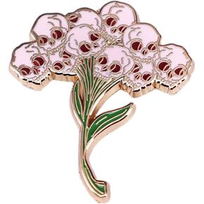 yangwenyuanSkull Flower Brooch Punk Style Enamel Collar Pin Skull Brooch Badge Colorful Brooch Pin Set Clothing Backpack Accessories Halloween Decorative Brooch Funny Badge Gift for Men Women