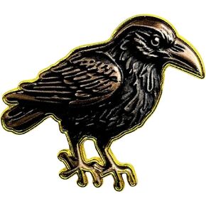 1.5"" Raven Enamel Lapel Pin Jewelry | Raven Crow Gothic Goth Halloween Horror Aesthetic Brooches Pins for Backpacks Women Men | Crow Brooch Pin Button Buttons