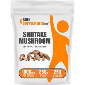 BulkSupplements.com Shiitake Mushroom Extract Powder - Shiitake Mushroom Supplement, Shiitake Mushroom Powder - Gluten Free, 1000mg per Serving, 250g (8.8 oz) (Pack of 1)