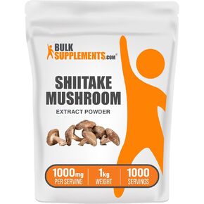 BulkSupplements.com Shiitake Mushroom Extract Powder - Shiitake Mushroom Supplement, Shiitake Mushroom Powder - Gluten Free, 1000mg per Serving, 250g (8.8 oz) (Pack of 1) in Kuwait