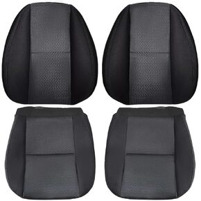 GXARTS Driver and Passenger Side Bottom Lower and Top Lean Back Replacement Cloth seat Cover Black #19C Fit for Chevy Silverado Avalanche Suburban Tahoe GMC Sierra Yukon XL 2007 2008 2009 2010-2014