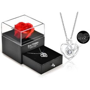 هدايا عيد الأم من VNOX، وردة حمراء حقيقية محفوظة مع قلادة أحبك، هدايا للأم من ابنتها، وردة زهور أبدية فريدة من نوعها مع قلادة قلب فضية لا نهاية لها للنساء في عيد الحب وعيد الميلاد هدية عيد ميلاد للأم ماما in Kuwait