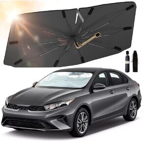 Windshield Sun Shade Umbrella Custom Fit for Kia Forte 2019-2024, Car Sunshade with No-Scratch 360° Rotation Shaft, Foldable Car Sun Shield Cover for Car Front Windshield Block UV Rays