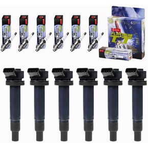 MCK UF267 Ignition Coil Pack & DENSO Platinum Spark Plugs Replacement For Toyota Sienna Camry Avalon Highlander Solara Lexus ES300 RX300 3.0 3.3 3.0L 3.3L V6 1999 2000 2001 2002 2003 2004 2005 6 Set
