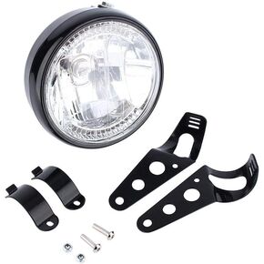 7 Inch Round Motorcycle LED Headlight Universal 12V H4 35W Yellow High/Low Beam LED Headlight with Black Bracket