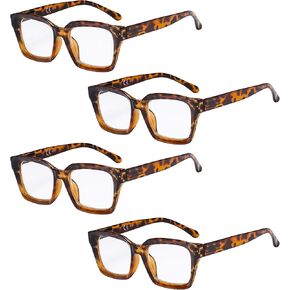 Eyekepper 4 Pack Ladies Computer Glasses Oversized Square Design Blue Light Filter Readers +1.50