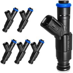 Upgraded 4 Holes Fuel Injectors Fit For Jeep: Wrangler / (Grand) Cherokee, For Dodge: Ram 1500 2500 3500 Van, V6 4.2L / V8 5.0L 1999-2004, OEM # 0280155784 (6 Pcs)