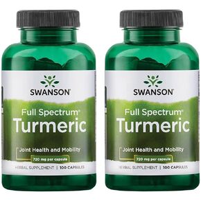 Swanson Turmeric Curcumin Antioxidant Joint Health Cardiovascular Liver Detox Mood and Memory Support Supplement Curcuma Longa (Rhizome) 1.44 Grams (1440 mg) 100 Capsules (2 Pack)