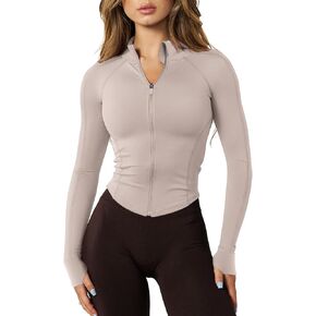 GYM RAINBOW Womens Snatched Workout Jackets Lightweight Zip Up Slim Fit Gym Track Athletic Jackets with Thumb Holes