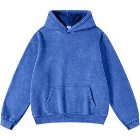 Dnzzs Womens Oversized Hoodie Acid Wash Hoodie Couples Vintage Sweatshirt Heavyweight Fleece Cotton Hoodies Streetwear Trendy Bright Blue