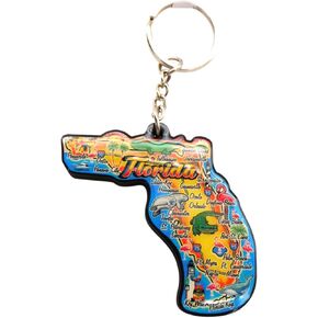 Westmon Works Florida Souvenir Keychain with Colorful Illustrated Map Auto Accessory Key Chain Ring