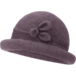 Women Winter Knit Warm Bucket Hat 1920s Vintage Cloche Bowler Hats