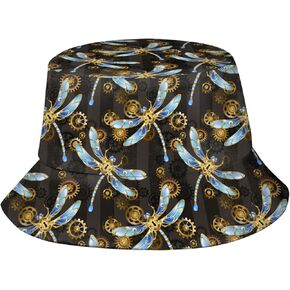 Steampunk Clock Bucket Hat,Funny Beach Fisherman Hats Sun Wide Brim Cap for Women Men and Teens