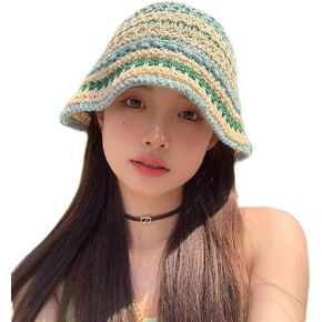 Crochet Bucket Hat for Women Knit Sun Hat for Summer Handmade Foldable Beach Caps Beanie Cute Comfy and Casual