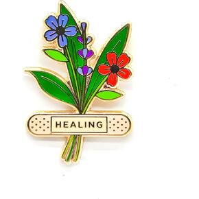 Healing Mood Bandage Flower Badge Pin - Flower Series - Enamel Lapel Pin - Plated Badge for Clothing, Bags, and Lanyards