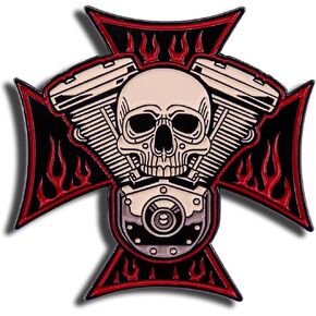 Skull Pin, Funny Lapel Pin for Men, Halloween Brooch Pins for Women Fashion, Black Red Cross Skeleton Enamel Pins, Goth Brooches, Hat Pins, Backpack Pins, Punk Pins for Bags Backpacks Sambas Socks Shoes Cosplay Hats Gifts for Christmas Birthday Party