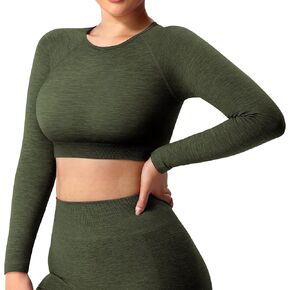 YEOREO Seamless Long Sleeve Crop Gym Shirts for Women Workout Yoga Tops Women Shirt