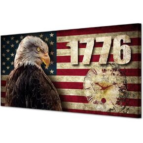 Artmyharbor Bald Eagle Stand in America Flag Painting Western Picture Red Black Bedroom Decor 20"X40"
