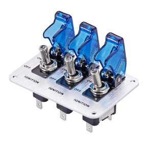 Toggle Switch,Dc 12v Metal wire drawing face plate Car Toggle Switch with LED Indicator For For Racing Sport Competitive Car (RED)