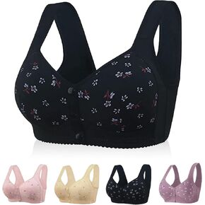 Daisy Bras for Older Women, Snap Front Bra,Everyday Sleep Bras,Convenient Front Close Button for Women No Wire