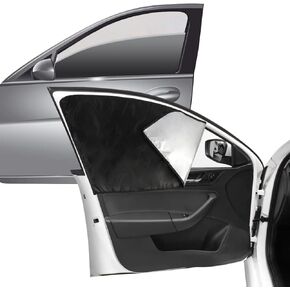 2PCS Car Side Window Sun Shades, Universal Magnetic Sunshades Privacy Curtains, Protection from Sun Heat and UV, Car Front Window Shade for Driver and Baby (Silver+Black, 2pcs Front Windows)