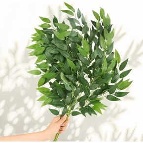 WEISPARK Artificial Italian Ruscus Greenery Stems 27in Faux Green Leaf Garland Branches Hanging Greenery Spray for Wedding Bouquet,Arch,Table Centerpieces and Home Decor