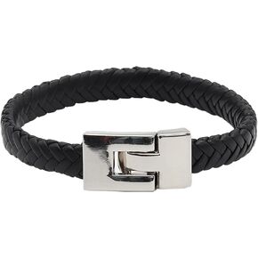 RAW HYD Unisex Braided Leather Bracelet for Men (8.6") - Wrist Bracelet for Men w/Easy Metal Clasp - Comfortable Braided Bracelets for Men - Full Grain Leather Wrist Band Men