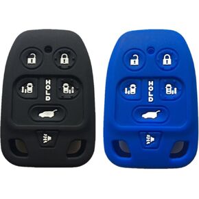 Key Fob Cover for Honda Odyssey: 2Pcs 6 Buttons Silicone Car Key Case Protector Fit for 2011 2012 2013 Honda Odyssey N5F-A04TAA 3248A-A04TAA | Black 2Pcs