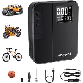 SUV Tire Inflator Portable Air Compressor for Off Roading - 150PSI Air Pump for Car Tires with Deflation Button, Auto Stop, and Quick Inflation - Woowind DP3