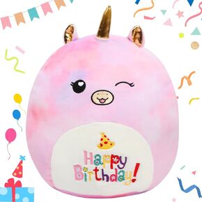 12" Birthday Unicorn Happy Birthday Plush Pillow Soft Stuffed Animal Cute Unicorn Plush Toy Birthday Gifts for Kids