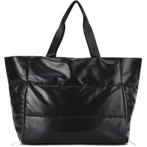 KUANG! Puffer Tote Bag for Women Large Travel Quilted Puffy Handbag Padding Shoulder Bag Satchel Purse for Gym