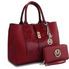 MKF Collection Women's Tote Bag with Wristlet Wallet, Vegan Leather Satchel Bag Handbag Purse Set Crossbody bag by Mia K
