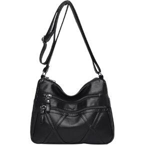 Crossbody Bag for Women Lightweight Shoulder Bags Ladies Soft PU Leather Handbags Multi Pocket Messenger Bags
