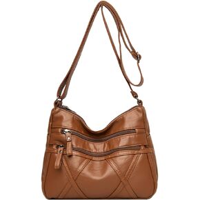 Crossbody Bag for Women Lightweight Shoulder Bags Ladies Soft PU Leather Handbags Multi Pocket Messenger Bags
