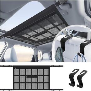 Upgrade Car Ceiling Cargo Net for SUV with Pocket,Adjustable 35.43''*25.6'' Car Net Pocket for Car Storage Roof,Universal Car Interior Accessories Overhead Cargo Storage for SUV