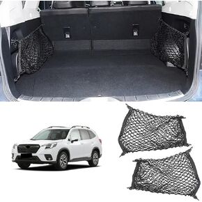 for 2019-2024 Subaru Forester Accessories Automotive Elastic Trunk Mesh Cargo Net Premium Trunk Organizer Storage Luggage Left and Right Side Net SUV Car Organizer 2PCS(Left and Right Sides)