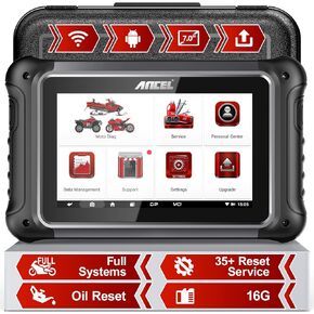 ANCEL MT700 Motorcycle OBD2 Scanner Full Systems Oil Reset,ABS Diagnostic Tool with 35+ Reset Functions for Aprilia/Benelli/MMW/BRP/Ducati/Harley/Honda/Indian/Suzuki,Android, 7" Touch Screen, 16GB