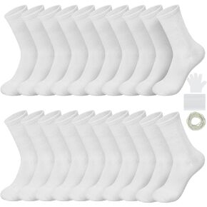 Silkfly 10 Pairs White Cotton Socks for Tie Dye Kids Women White Crew Socks Ankle Socks Athletic Quarter Socks