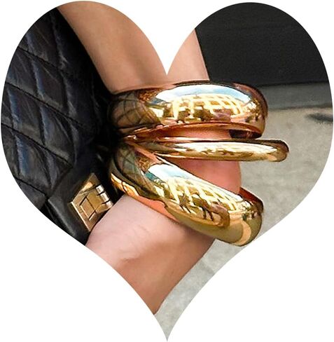 Chunky Gold Bracelets Set for Women Wide Cuff Bracelets Hammered Wrap Gold Bangles Set Jewelry in Kuwait