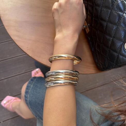 Chunky Gold Bracelets Set for Women Wide Cuff Bracelets Hammered Wrap Gold Bangles Set Jewelry in Kuwait