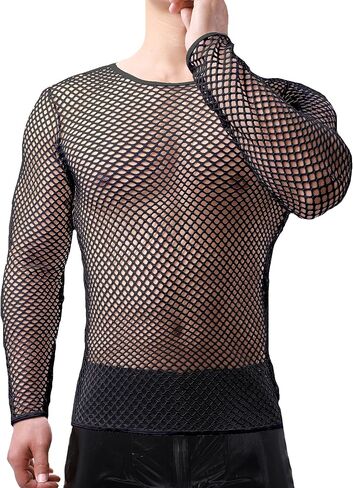 YOOBNG Sexy Men's T-Shirt Mesh Fishnet Sleeveless Undershirt Hollow Out Tank Top in Kuwait