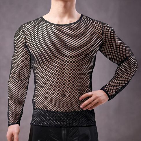 YOOBNG Sexy Men's T-Shirt Mesh Fishnet Sleeveless Undershirt Hollow Out Tank Top in Kuwait