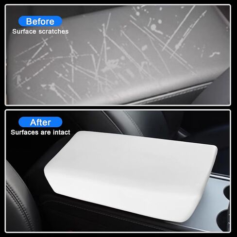 غطاء وحدة التحكم المركزية ENOCHT متوافق مع طراز Tesla 3 موديل Y 2023/2022 مقاوم للماء ومضاد للانزلاق لصندوق مسند الذراع يغطي الملحقات العالمية باللون الأبيض 2016-2024 (غير متوافق مع موديل 2024 3) in Kuwait