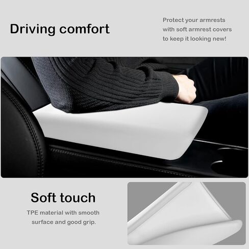 غطاء وحدة التحكم المركزية ENOCHT متوافق مع طراز Tesla 3 موديل Y 2023/2022 مقاوم للماء ومضاد للانزلاق لصندوق مسند الذراع يغطي الملحقات العالمية باللون الأبيض 2016-2024 (غير متوافق مع موديل 2024 3) in Kuwait